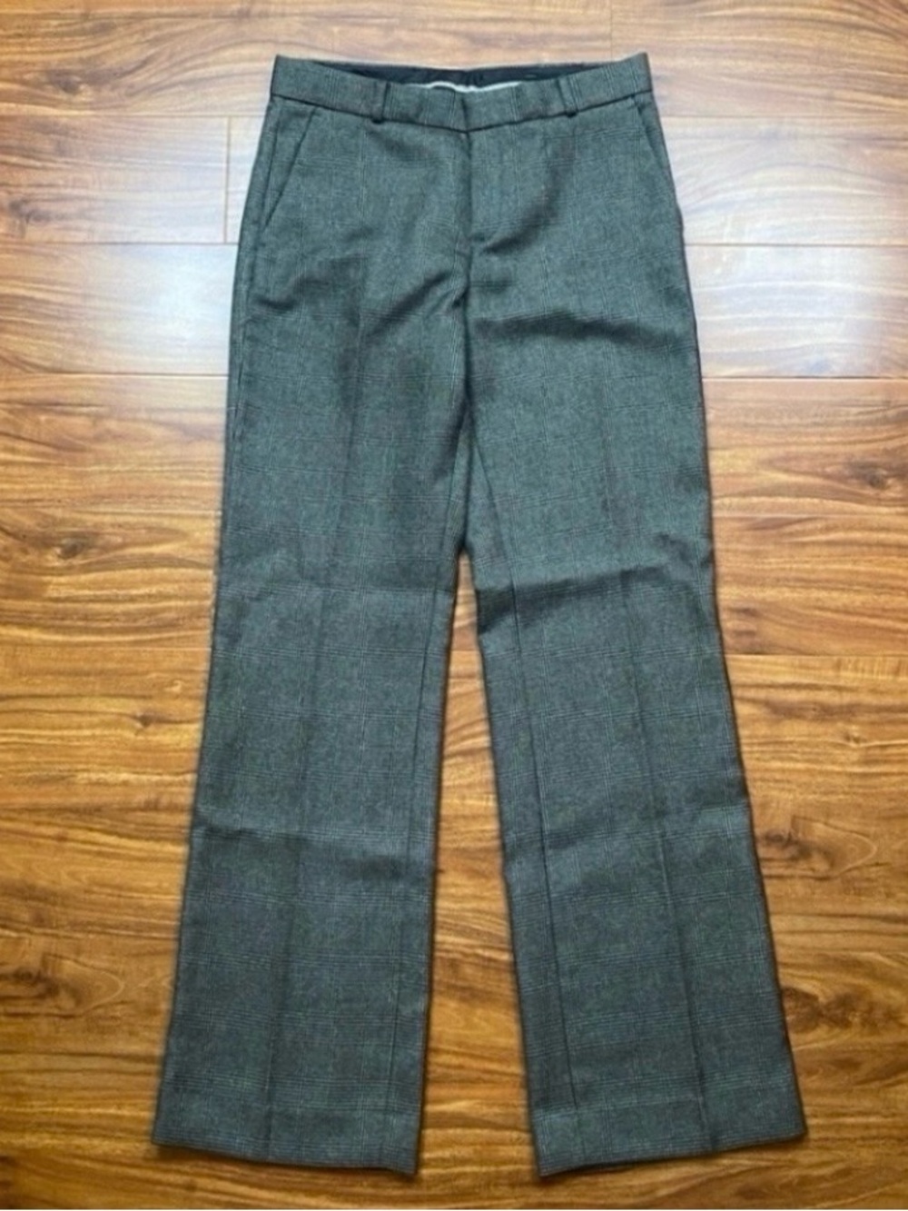 Banana Republic Women's Gray Metallic Plaid Logan Bootcut Trouser Size 6 Classic